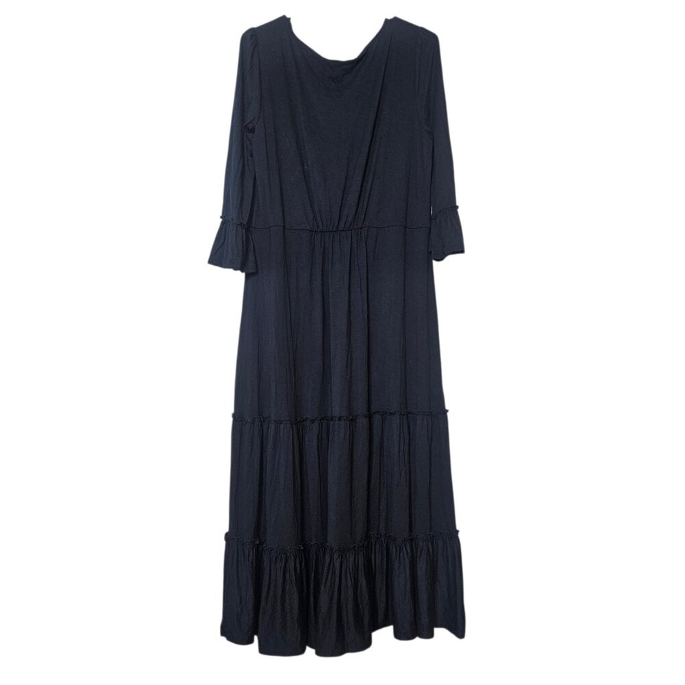 NWT BODEN Navy Tiered Maxi Dress US 12 Viscose Ruffle Sleeve Boho Cottagecore - Picture 4 of 12